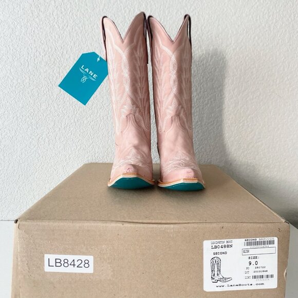 Lane LEXINGTON Womens Pink Cowboy Boots 9 Western Cowgirl Mid Calf Pointed Toe - Picture 10 of 11